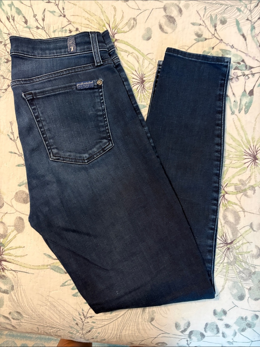 7 For All Mankind High Waist Ankle Gwenevere Dark Blue Skinny Jeans